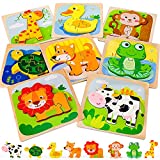 TOY Life Wooden Puzzles for Toddlers 1-3, Puzzles for Kid, Baby Puzzles, Montessori Toys for 1 2 3+ Year Old Girls Boys, 8 Animal Shape Puzzles for Kids Age 2-4, STEM Educational Learning Toy Gifts