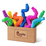 nutty toys 8 pk Pop Tube Sensory Toys (Large) Fine Motor Skills & Learning for Toddlers, Top ADHD Fidget 2022 Unique Kid & Adult Easter Basket Stuffer Present Idea Best Tween Boy & Girl Birthday Gift
