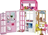 Barbie Dollhouse with 2 Levels & 4 Play Areas, Fully Furnished House with Pet Puppy & Accessories, Gift for Kids 3 Years Old and Up