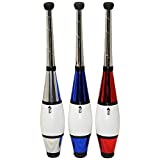 Higgins Brothers Zappa Juggling Clubs Set of 3 Blue, Red, Silver Colors with Mesh Carry Bag