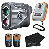 Bushnell PRO XE Advanced Laser Golf Rangefinder with Included Carrying Case, Carabiner, Lens Cloth, and 1 Extra CR2 Battery Bundle