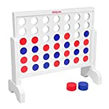 GoSports Giant Wooden 4 in a Row Game - Choose Between Classic White or Dark Stain - 2 Foot Width - Huge 4 Connect Family Fun with Coins, Case and Rules