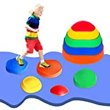 OMNISAFE Balance Stepping Stones Obstacle Course for Kids, Set of 5 River Stones, Indoor & Outdoor Toy Helps Build Coordination & Strength, Non-Slip Textured Surface and Rubber Edges