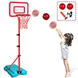 Kids Basketball Hoop Stand Adjustable Height 2.9 ft -6.2 ft Indoor Basketball Hoop Outdoor Toys Outside Backyard Games Mini Hoop Basketball Goal for Boys Girls Toddlers Age 3 4 5 6 7 8