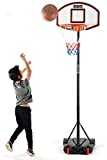 Play22 Kids Adjustable Basketball Hoop Height 5 - 7 FT - Portable Basketball Hoop for Kids Teenagers Youth and Adults With Stand & Backboard Wheels Fillable Base - Basketball Goals Indoor Outdoor Play