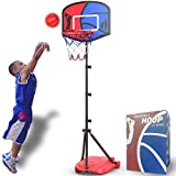 HAHAKEE Kids Basketball Hoop, Height-Adjustable 2.9 FT-6.1 FT, Indoor and Outdoor Basketball Set for Toddlers Age 3-8