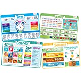 merka Kids' Educational Placemats – Reusable, Non-Slip, Silicone Plastic Mats for The Dining Table – A Learning Tool for Toddlers & Preschoolers – Set of 4 Mats: Time, Money, Calendar, Seasons
