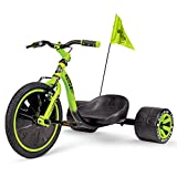 Madd Gear Drift Trike – Suits Boys & Girls Ages 5 Years & Up - Adjustable Seat - Safety Wheel Cover and Flag – 3 Year Manufacturer’s Warranty – Drifting Black Green Machine Ride On Cart for Children