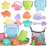 TOY Life Beach Sand Toys for Kids Toddlers Babies - Sandbox Toy Kit Incl Beach Bucket and Shovel Set, Water Wheel, Water Can, Animal Molds, Travel Beach Toys for Toddlers 1-2-3-4 with Bonus Mesh Bag