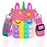 Civan Small Pop Purse, Unicorn Pop Purse for Girl and Women Pop Bag with Unicorn Pop Toy, Shoulder Bag Fidget Toys Pop Fidget Backpack Toy for ADHD Anxiety School Backpack Silicone Bag Pop for Girls