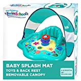 SwimSchool Baby Splash Mat – Inflatable Play Pool for Babies & Infants with Backrest and Canopy – Includes Baby Water Toy Rings
