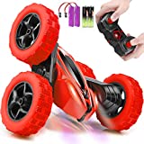ORRENTE RC Cars Stunt Car Toy Remote Control Car, Offroad Remote Control Monster Trucks 4WD 2.4Ghz RC Rock Crawler with Headlights, Double Sided 360° Flips RC Car Toys Gift for Kids Boys Girls (Red)