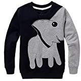 CM-Kid Little Boys' Elephant Long Sleeve T-shirt Cartoon Head Sweatshirt, Black, 7T