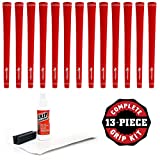 Karma Velour Red Jumbo (+1/16') - 13 Piece Golf Grip Kit (with Tape, Dynacraft Solvent, Vise clamp)