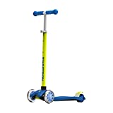 Swagtron K5 3-Wheel Kids Scooter with Light-Up Wheels | Quick Assembly | ASTM-Certified | Height-Adjustable for Boys or Girls Ages 3+ (Blue)