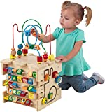 KidKraft Deluxe 5-Sided Wooden Activity Cube for Toddlers and Preschoolers, Teaches Shapes, Colors, Letters and Numbers, Gift for Ages 12 mo+