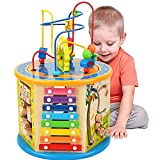 BATTOP Activity Cube Toys for Kids Developmental Toddler Educational Learning Toys 8-in-1 Activity Center Bead Maze Boys Girls