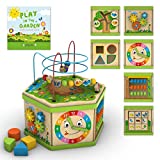 TOYVENTIVE Wooden Kids Baby Activity Cube - One 1 Year Old Girl Gifts Toy, Developmental Educational Learning Montessori Toddler Girls Toys 12-18 Months, First 1st Birthday Gift, Bead Maze