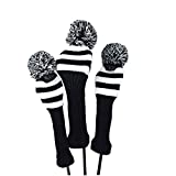 Hauni Stripes Knitted Golf Club Head Covers 3 Piece Set 1 3 5 Driver and Fairway HeadCovers Fits 460cc Drivers