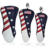 LAISUNTIM Golf Club Head Covers Set for Fits All Fairway and Driver Clubs,3Pcs Golf Club Headcovers Set with Interchangeable No. Tags 3 5 7 19 22 25 LS