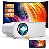 Projector, ARTSEA Native 1080P 5G WiFi HD Projector for iPhone, 2022 Upgrade Movie Projector for Outdoor Synchronize Screen, 9800L Home Video Projector for TV Stick/PS4/Android/iOS, Support 4K&300”