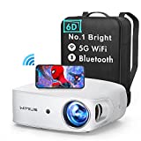 5G WiFi Bluetooth Projector, WiMiUS K7 6D Auto Keystone Correction &4P/4D 450 ANSI Lumens Full HD 4K Projector Native 1080P Outdoor LCD Projector, Zoom, 500'' Display Home Theater Projector
