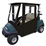 Jet Black Golf Cart Cover – Doorworks Hinged Door Golf Cart Enclosures – EZGO RXV Sunbrella Canvas Cart Cover, Swinging Hard Doors, Fits Golf Bags, Utility Box or Rear Facing Seat