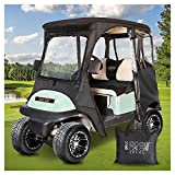 10L0L Golf Cart Deluxe Enclosure for 2 Passenger Club Car Precedent,600D Waterproof 4-Sided Protection Golf Cart Cover Driving Enclosure,Roof up to 59' L(Black)