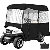Happybuy Golf Cart Cover 4-Sided Driving Enclosure for 4 Passenger Driving Enclosure Waterproof Golf Cart Cover EZGo and Yamaha G Model(Black 022)