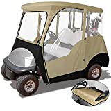 KAKIT 800D 2-Person Golf Cart Enclosure with Roll-up Windshield, Universal Golf Cart Rain Cover Fits Club Car Precedent 2000-2019, Seat Cover and Storage Bag Included