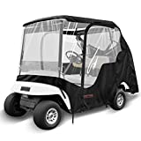 Golf Cart Cover, Eventronic Transparent Golf Cart Enclosure for Most Brand 2-4 Passenger Golf Cart, EZ GO, Club Car and Yamaha, 600D Waterproof Clear, Side Opening