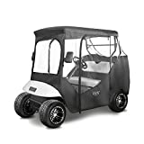 10L0L Golf Cart Black Enclosure Cover for 2 Passenger EZGO TXT, 4-Sided Clear Window Rain Cover All Weather Waterproof Windproof