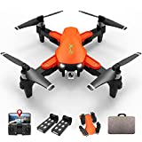 LMRC GPS Drone with 4K UHD Camera for Adults, Brushless Motor, GPS Auto Return, 5GHz FPV RC Quadcopter Auto Return Home, Altitude Hold, Follow Me, Custom Flight Path, Easy to Use for Beginner, 2 Batteries and Carrying Bag, Orange