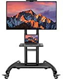 Rolling/Mobile TV Cart with Wheels for 32-75 Inch LCD LED 4K Flat Screen TVs - UL Certificated TV Floor Stand with Shelf Holds Up to 100 lbs, Height Adjustable Trolley Max VESA 600x400mm- PSTVMC05