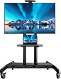 PERLESMITH Mobile TV Stand for 55-90 Inch Flat/Curved Screen TV Max VESA 800x500mm Outdoor TV Cart with Height Adjustable AV Shelf- UL Certificated Rolling Floor TV Stand Holds up to 200Lbs (PSTVMC07)