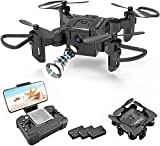 4DV2 Mini Drone with 720P Camera for Kids Beginners,FPV Foldable Remote Control Quadcopter Helicopter Toys,Gifts for Boys Girl,One Key Return,Headless Mode,Trajectory Flight,3D Flips,3 Battery