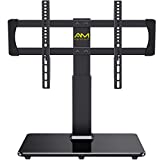 Universal TV Stand for 32-70 Inch LCD/LED/OLED TVs Tabletop TV Stand Base with VESA up to 600x400mm Height Adjustable TV Stand Mount Holds up to 99lbs with Tempered Glass- APTVS07
