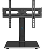 PERLESMITH Universal TV Stand Table Top TV Base for 32 to 55 inch LCD LED OLED 4K Flat Screen TVs-Height Adjustable TV Mount Stand with Tempered Glass Base, VESA 400x400mm, Holds up to 88lbs,PSTVS15