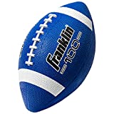 Franklin Sports Junior Football - Grip-Rite 100 - Kids Junior Size Rubber Football - Youth Football - Durable Outdoor Rubber Football - Blue / White