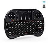 (Upgraded)Rii 2.4GHz Mini Wireless Keyboard with Touchpad,QWERTY Keyboard,LED Backlit,Portable Keyboard Wireless for laptop/PC/Tablets/Windows/Mac/TV/Xbox/PS3/Raspberry Pi .(i8+ Black)