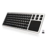 Wireless Keyboard, Arteck 2.4G Wireless Touch TV Keyboard with Easy Media Control and Built-In Touchpad Mouse Solid Stainless Ultra Compact Full Size Keyboard for TV-Connected Computer, Smart TV, HTPC