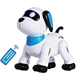 Remote Control Robot Dog Toy, Programmable Interactive & Smart Dancing Robots for Kids 5 and up, RC Stunt Toy Dog with Sound LED Eyes, Electronic Pets Toys Robotic Dogs for Kids Gifts