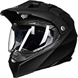 ILM Off Road Motorcycle Dual Sport Helmet Full Face Sun Visor Dirt Bike ATV Motocross Casco DOT Certified (L, Matte Black)
