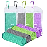 4pack Cooling Towel Sports Striped Cooling Towel (40'x12'),Ice Towel,Microfiber Towel,Soft Breathable Chilly Towel for Yoga,Gym,Running,Fitness,Workout,Summer Heat (Grey/Green/Purple/Lake Blue)
