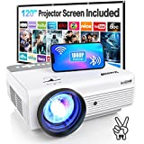 Native 1080P WiFi Bluetooth Projector, VISOUD 9500L with 120'' Screen Portable Outdoor Movie Projector, Zoom & 300'', Home Theater Video Projector Compatible w/ HDMI, VGA, TF, USB, AV, TV Stick, PS4