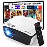 Outdoor Projector, Mini Projector with 100' Screen, 1080P and 240' Supported Movie Projector 7500 L Portable Home Video Projector Compatible with Smartphone/TV Stick/PS4/PC/Laptop