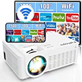 Projector with WiFi, Outdoor Projector 2022 Upgraded 7500 Lux with 100’’ Projector Screen, Portable Projector 1080P Full HD Supported Mini Projector Compatible with Smartphone HDMI USB AV AUX VGA