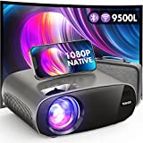 TENKER WiFi Bluetooth Projector, 9500L Native 1080P Projector, 300‘’ Full HD Outdoor Movie Projector Support Zoom/Sleep Timer, Portable Mini LCD Video Projector Compatible w/Phone/Laptop/PC/DVD/TV