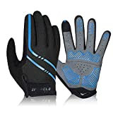 Speecle Full Finger Cycling Gloves - Reinforced Bike Gloves for Men/Women - Breathable Road Mountain Biking Gloves - Touch Screen & Anti-Slip Motorcycle Gloves for Riding, Hiking, Climbing, Blue, S