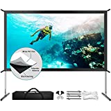 Projector Screen and Stand,JWSIT Outdoor Movie Screen-Upgraded 3 Layers PVC 16:9 Outdoor Projector Screen,Portable and Foldable Video Projection Screen with Carrying Bag for Home Theater Backyard